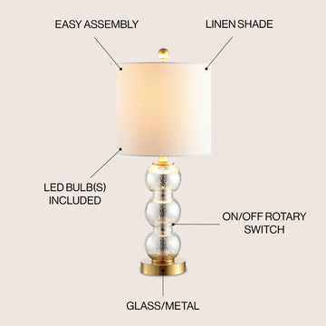 February 21" Glass/Metal LED Table Lamp